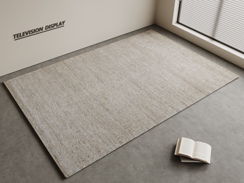  现代简约地毯 方形地毯 粗布地毯 客厅地毯 奶油风地毯su模型 