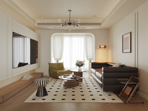 现代家居客厅su模型