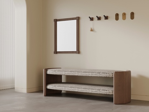  现代中古风换鞋凳3d模型 