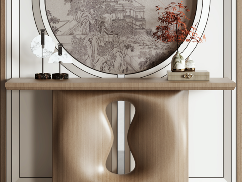  新中式端景台3d模型 