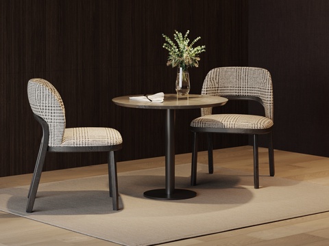 现代休闲桌椅 洽谈桌椅su模型