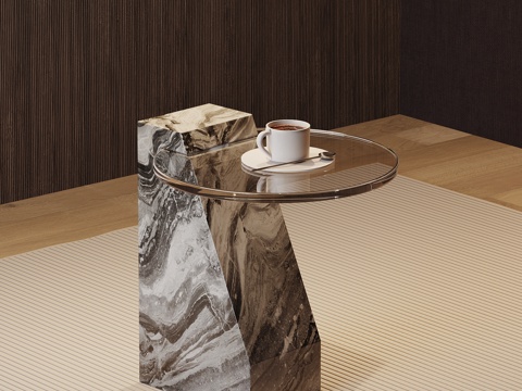 现代边几 大理石边几su模型