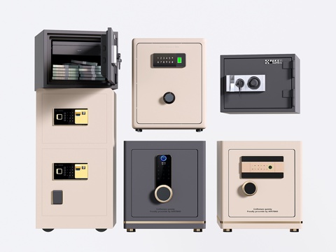 现代保险箱 保险柜 储物柜 密码智能柜 金属柜su模型