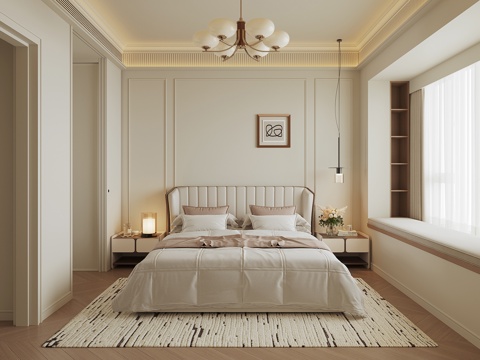 现代法式卧室su模型