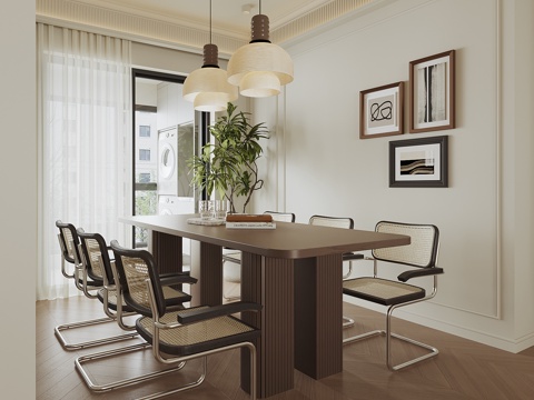 现代家居餐厅su模型