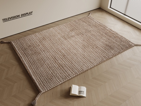 现代奶油风地毯 方形地毯 编制地毯 客厅地毯 粗布地毯su模型