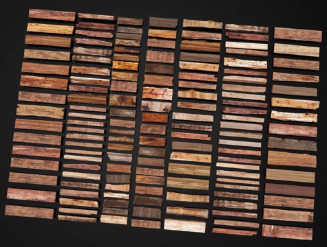 新中式木板 旧木板 枯木 老木头 木条 乡村木块 木材 木桩su模型