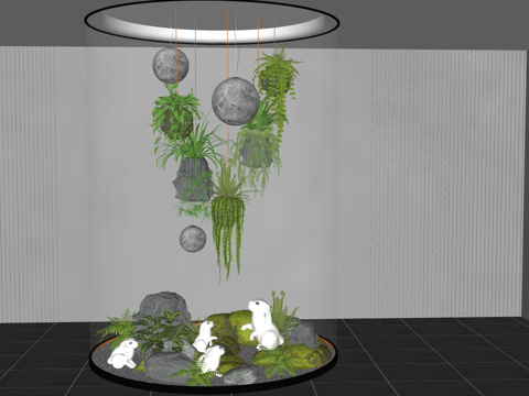 微景观 花镜 小品 造景 绿化 景观 组团su模型