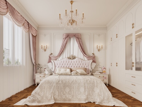  法式女儿房 法式卧室主卧  欧式女儿放 欧式卧室主卧 法式床3d模型 
