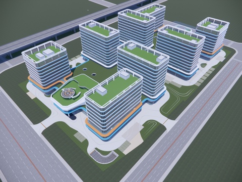 现代产业园 办公楼su模型