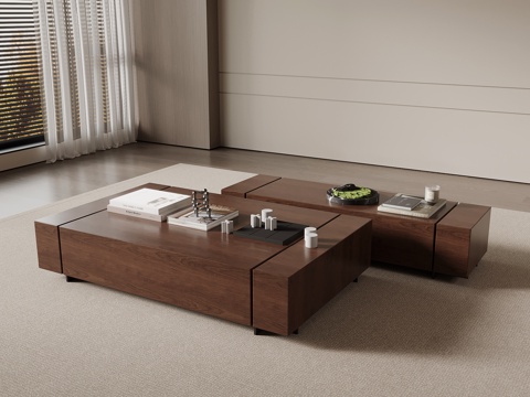 中古风茶几 组合茶几su模型