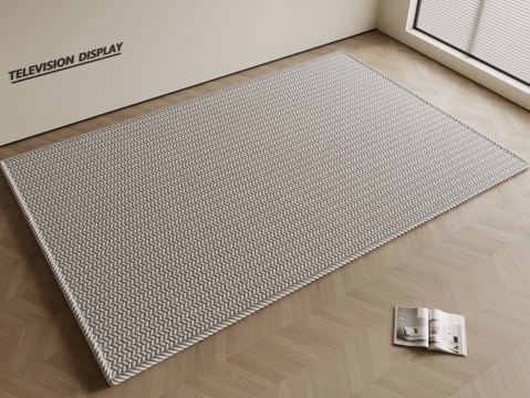 现代奶油风地毯 方形地毯 编制地毯 客厅地毯 粗布地毯su模型su模型