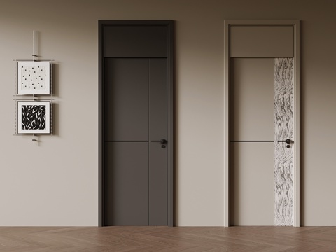 现代极简单开门 室内门su模型