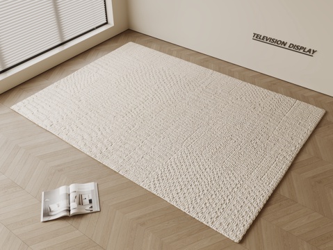  现代简约地毯 方形地毯 粗布地毯 客厅地毯 奶油风地毯su模型 