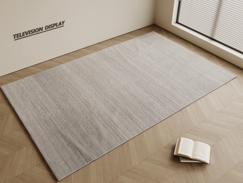  现代简约地毯 方形地毯 粗布地毯 客厅地毯 奶油风地毯su模型 