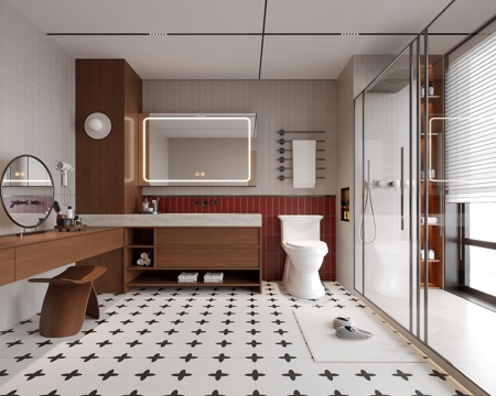 法式卫生间 洗手台 别墅卫生间su模型