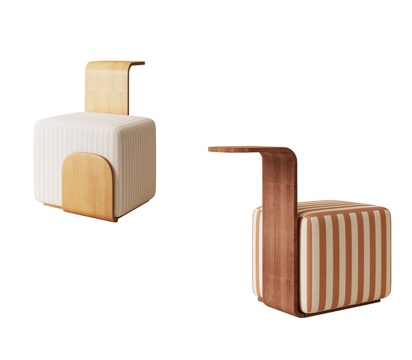 现代单人沙发 休闲沙发 沙发凳su模型