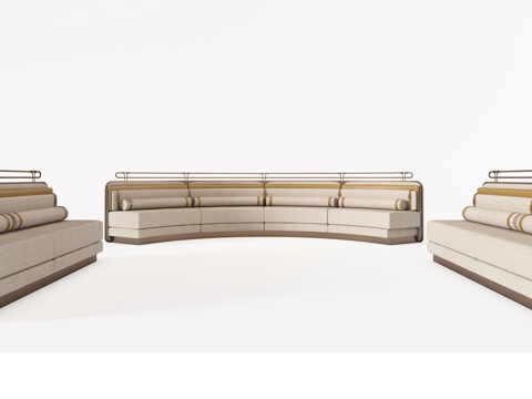  现代弧形沙发卡座组合 卡座沙发  餐厅卡座 餐厅沙发3d模型 