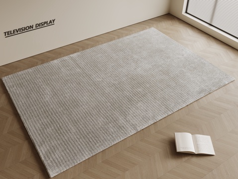  现代简约地毯 方形地毯 粗布地毯 客厅地毯 奶油风地毯su模型 