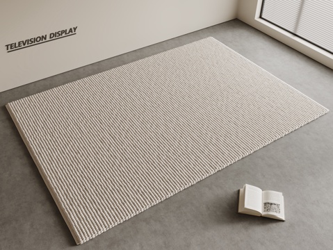 现代奶油风地毯 方形地毯 编制地毯 客厅地毯 粗布地毯su模型