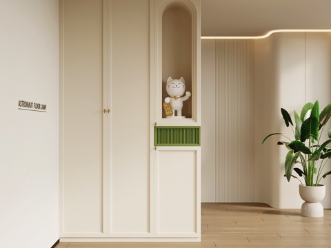 法式奶油风玄关 鞋柜su模型