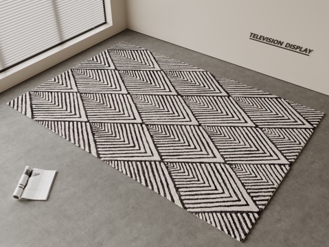 现代简约地毯 方形地毯 粗布地毯 客厅地毯 奶油风地毯su模型