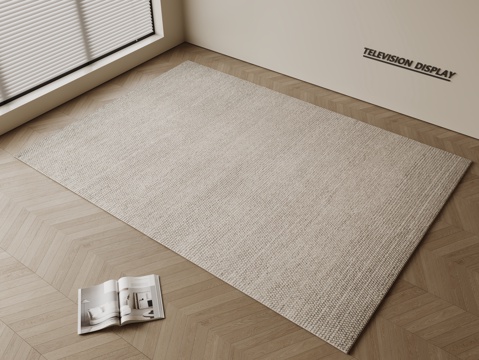 现代简约地毯 方形地毯 粗布地毯 客厅地毯 奶油风地毯su模型