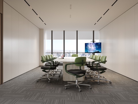 现代会议室 办公椅 会议桌椅su模型