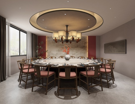  新中式酒店包房3d模型 