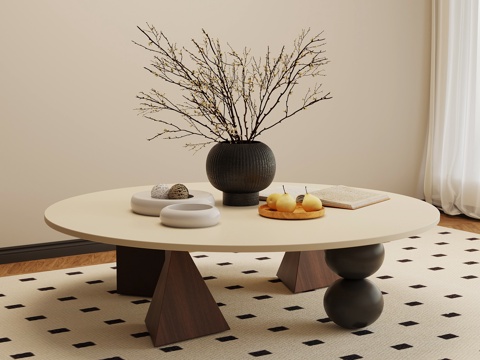 法式中古茶几su模型