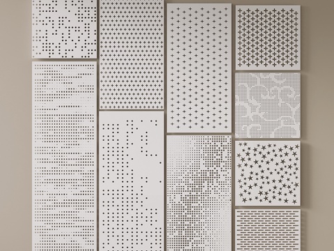 现代穿孔板 冲孔板 镂空铝板su模型