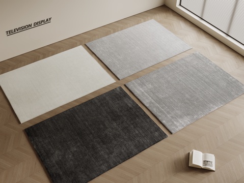 现代简约地毯 方形地毯 粗布地毯 客厅地毯 奶油风地毯su模型