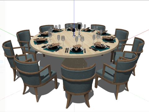  餐桌椅su模型 
