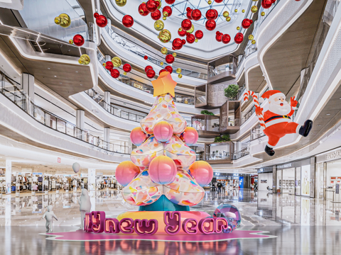 商场中庭春节美陈 商场中庭网通打卡 网红圣诞节圣诞树 网红圣su模型