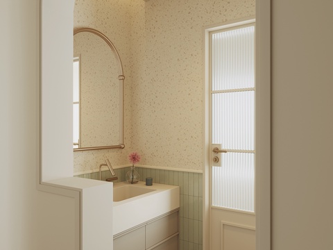 现代法式卫生间干区su模型