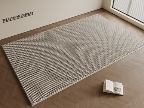 现代奶油风地毯 方形地毯 编制地毯 客厅地毯 粗布地毯su模型