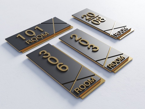 门牌 房号 房间牌 酒店门牌 导视牌su模型