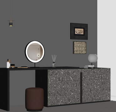 现代意式梳妆台su模型