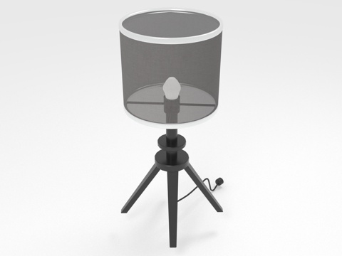  台灯 三脚架底座 灯罩 灯泡 电源线3d模型 