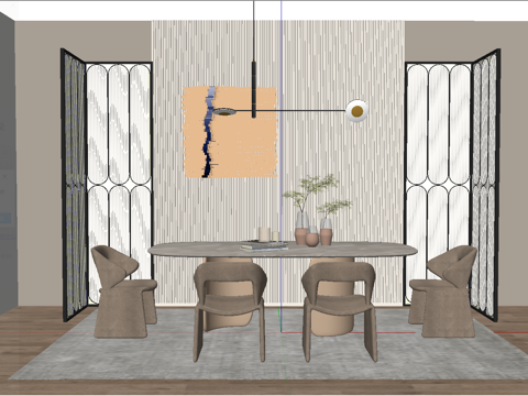 北欧家居餐厅su模型