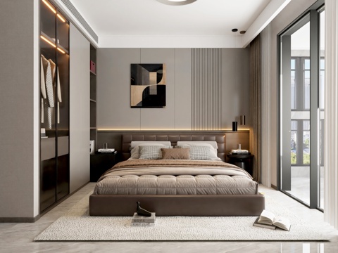  现代风格主卧室3d模型 