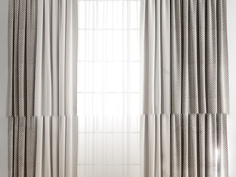 现代窗帘su模型