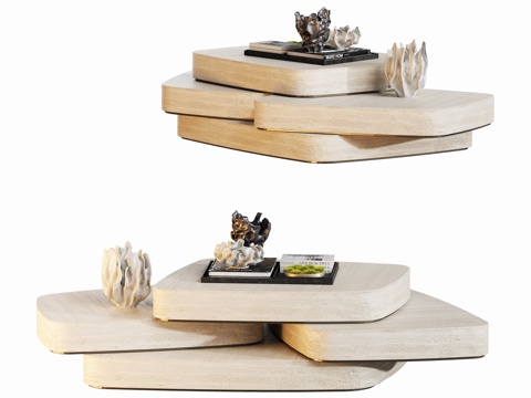 现代石材客厅茶几su模型