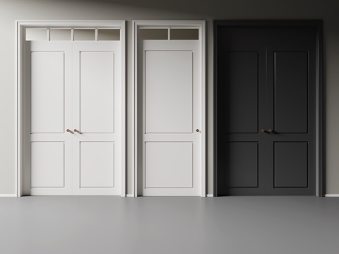 现代单开门 双开门 卧室门su模型