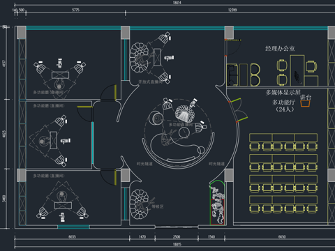 直播间平面布局图cad施工图