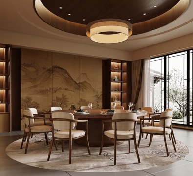 新中式包厢su模型