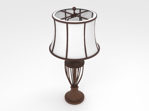  台灯 灯罩 木质底座 家居照明 装饰灯具3d模型 