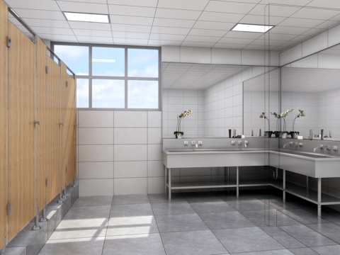  学校卫生间3d模型 