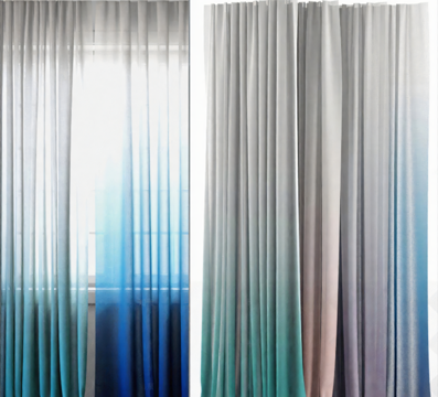  现代窗帘窗纱 渐变窗帘 创意窗帘布帘 家居彩色窗帘 艺术网红su模型 