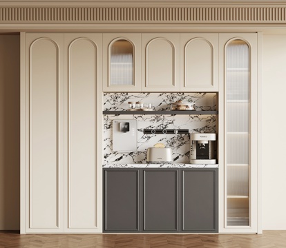 法式复古酒柜 餐边柜su模型